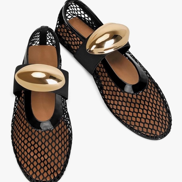 Mesh flats with gold accent / sizes 8.5 & 9.5 - Picture 1 of 4